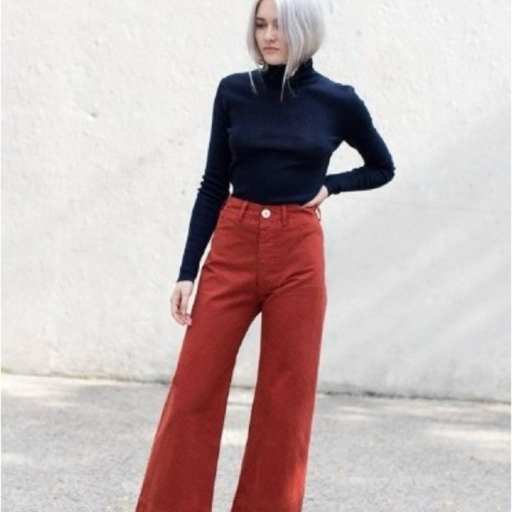Jesse Kamm Red Wide Leg Pants